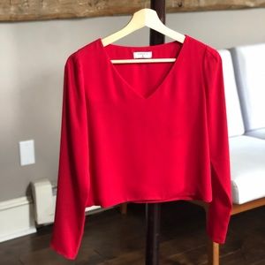 Babaton Red Long Sleeve Blouse (aritzia)